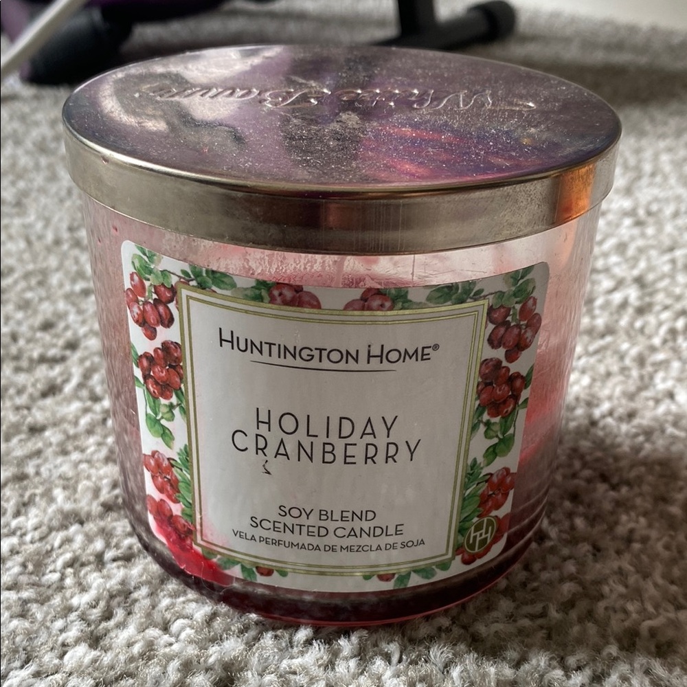 WELL USED Huntington Home Red Holiday Three Wick Candle
